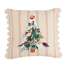 Mud Pie Tree Striped Embroidery Pillow, 18" x 18", Multi
