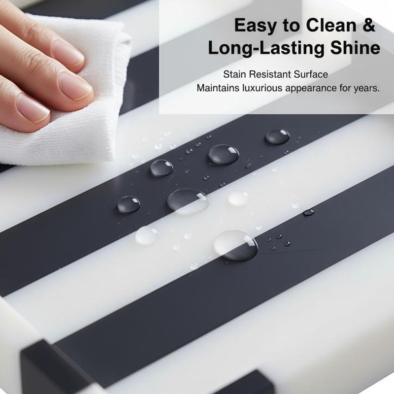 Black White Striped Marble Tray, 12" Rectangular Vanity Jewelry Organizer