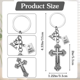 AojSup 25 Pcs Cross Key Chains Bulk, Jesus Christian Cross Keychain, Holy Bible Pendants Keyrings, Religious Keyrings Favors for Christians Easter Prayer Gifts