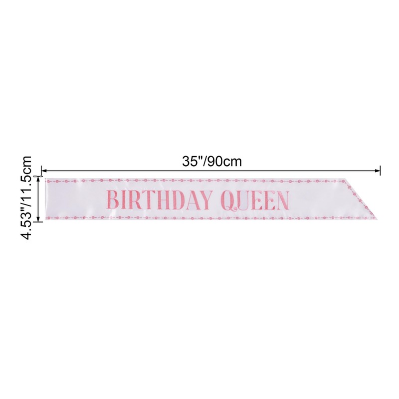Party to Be Birthday Queen Sash White Embroidered Sash for