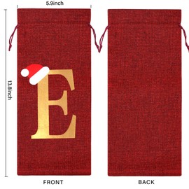 Burlap Wine Bag Christmas Wine Bag With Letters Wine Champagne Gift Bag With Drawstring Letter E
