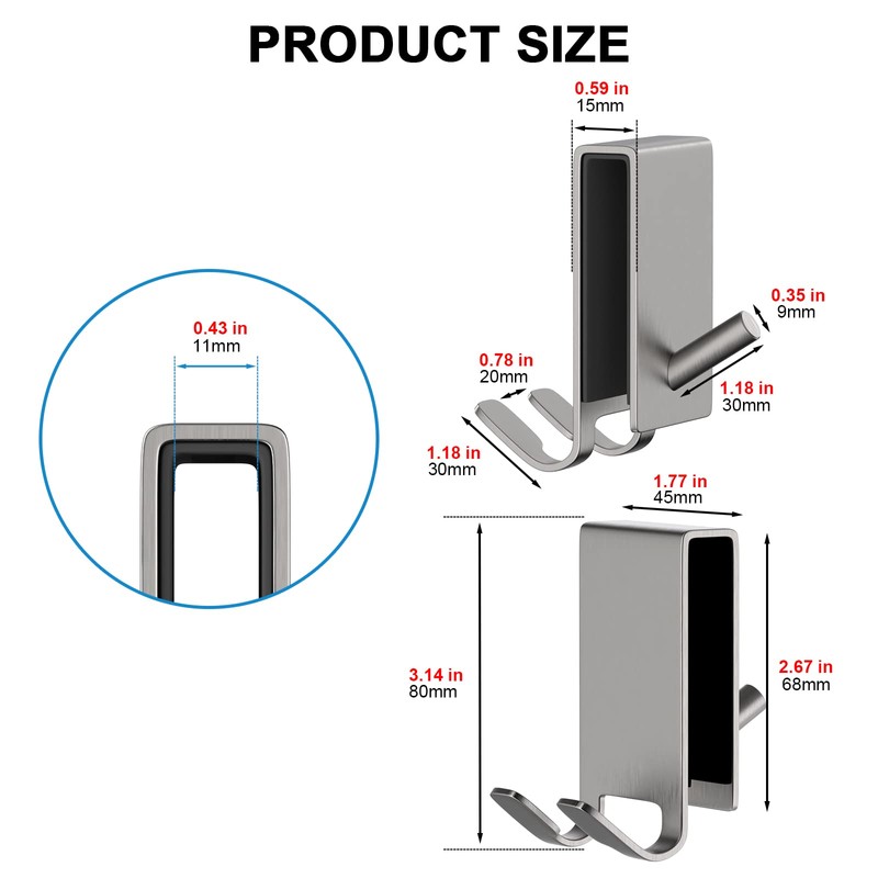 KITHOLD Shower Door Hooks, 2 Pack Triple Shower Towel Hook