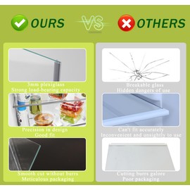 2025 Upgrade W11188040 Refrigerator Fresh Food Glass Shelf (Upper) for Whirlpool Ikea Maytag Fridge Glass Shelf Replacement, Replace W11135529 PS12348757 AP6286990,3 -Year Warranty