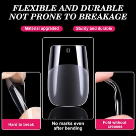 HIOTIOL Short Square Nail Tips, 360Pcs Soft Gel Full Cover Nail Tips for Soak off Nail Extensions, Half Matte Clear False Gel Nail Tips for Nail Salons and DIY Nail Art, 15 Sizes