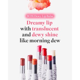 BOM COSMETICS Dewy Lip Balm #6 PURE ROSE, Sheer Glow Lip Care with Vitamin E and Shea Butter for Hydration, Nourishment, and Plump Lips, Buildable Juicy Shine in 7 Lively Colors, Korean Lip Makeup