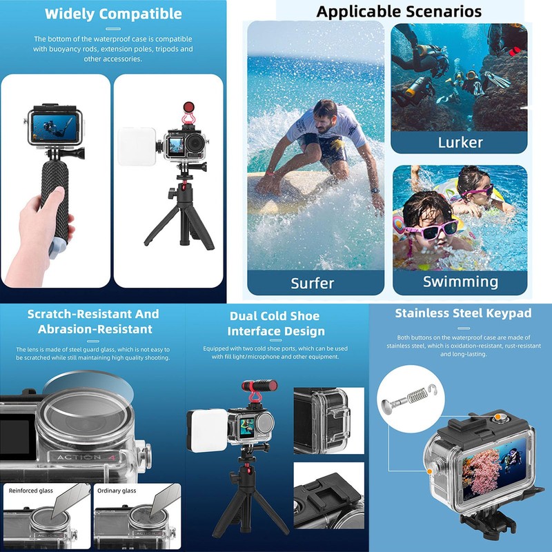 60M Waterproof Case Compatible with DJI OSMO Action 3/4 Outdoor