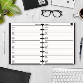 Classic size Contacts Address Book Refill for Disc Notebooks, 9 Disc, 7" x 9.25", Compatible with Disc-Bound Planners such as the Happy Planner, 30 Double-Sided sheets