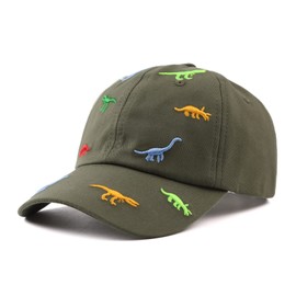 XIAOHAWANG Summer Baseball Cap for Boys Girls Adjustable Sports Cap Children with Dinosaur Embroidery Peaked Cap Children UV Protection 2–6 Years, Army Green