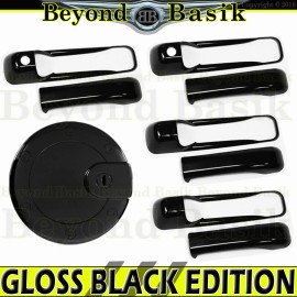 Torox For 2005-2010 Jeep Grand Cherokee GLOSS BLACK Door Handles w/PSK+Gas Door COVERS