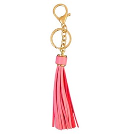 Love EMVY Ladies Tassels Faux Leather Keyring, Keychain, Bag Charm (Pink)