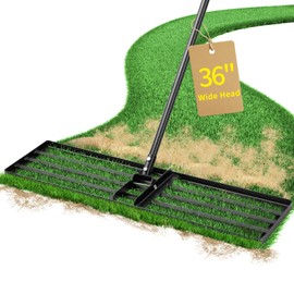 Jardineer Lawn Leveling Rake 36 Inches with 72 Inches Long Handle, Yard Leveling Rakes for Grass Soil, Heavy Duty Landscape Rake for Backyard, Garden, Golf Course