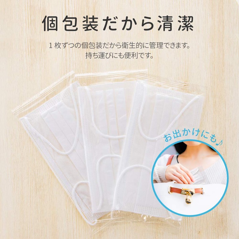 Plus Life Masks, Pack of 50, Regular Size, White, 3-Layer