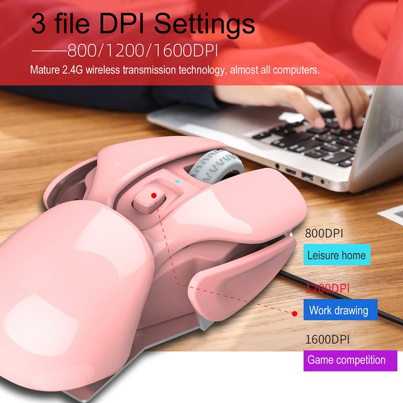 HXSJ Wireless Mouse 2.4Ghz 4 Button Rechargeable Photoelectric 1600Dpi Silent