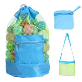 1Pc Large Mesh Bag, 1Pc Small Square Mesh Bag, Beach Toy Bag, Clothes Organizer, Mesh Breathable Organizer Bag.