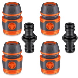 YUNYU 6Pcs Heavy-Duty Hose Connector Set - ABS/TPR Garden Hose Pipe Connectors (13mm/1/2) with 4 Leak-Proof Couplings & 2 Tap Adapters for Secure Watering Systems