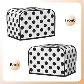 Polka Dot Black White Toaster Cover with Pockets Polyester Quilted Two Slice Toaster Appliance Dust-proof for Kitchen Microwave Oven Appliance and Fingerprint Protection Women Gift