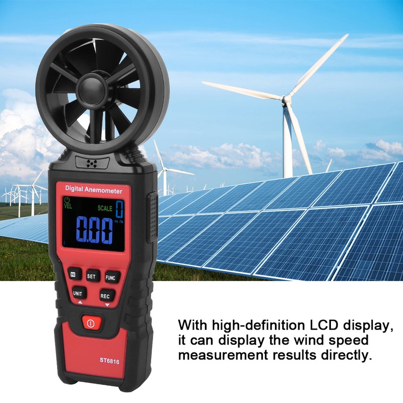 ST6816 LCD Handheld Digital Anemometer Wind Speed Temperature Meter Tester