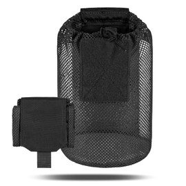 Dump Pouch Tactical Molle Mesh Pouches,Lightweight Range Compact Micro Drawstring Foraging Roll Up Foldable Recovery Ar Mag Tool Pack,EDC Drop Net Storage Belt Bag.… (BK)