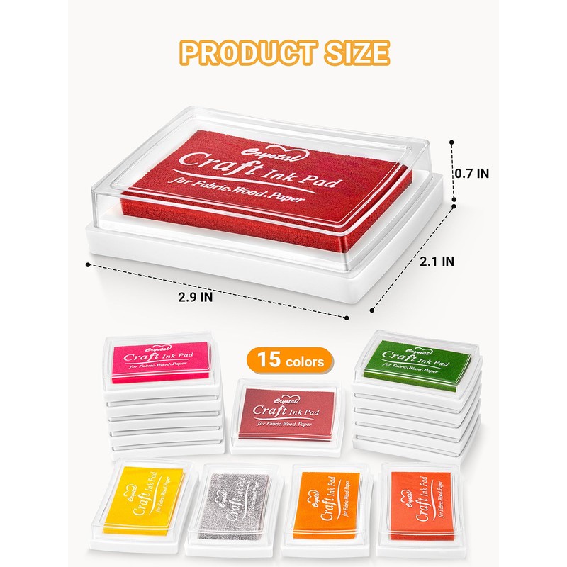 MERDTTES 15 Colors Craft Ink Pads, Washable Finger Ink Pads