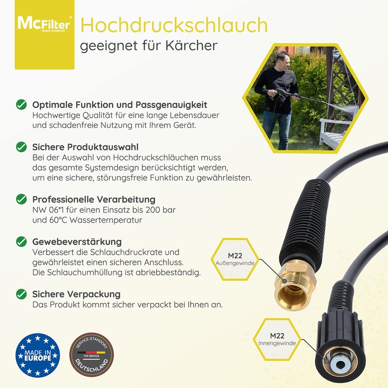 McFilter High Pressure Hose Extension 5 m for Pressure Washers