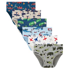 Family Feeling 6 Packs Big Boys' Cotton Cars Trucks Print Brief Underwear Size 10