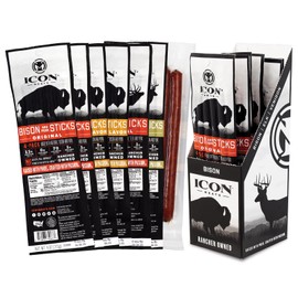 ICON Meats Snack Sticks Sampler, 6 Pack High Protein Snacks, Assorted Bison, Elk, Venison & Pork Jerky, 4 Meat Sticks per Pack, Gluten Free, Low Sugar, Made in the USA, Gifts & Stocking Stuffers