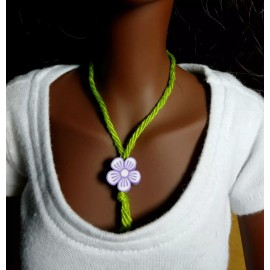 Kyle Lefort 1/3 Scale Smart Doll Sized Purple & White Clay Flower Pendant Necklace