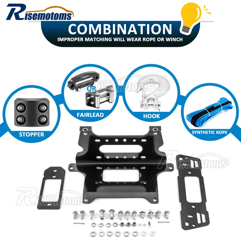 RI UTV Steel Winch Mounting Bracket For Polaris Ranger Crew