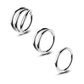 OUFER Belly Piercing 3pcs Navel Ring Hoop 14G 316L Stainless Jewellery
