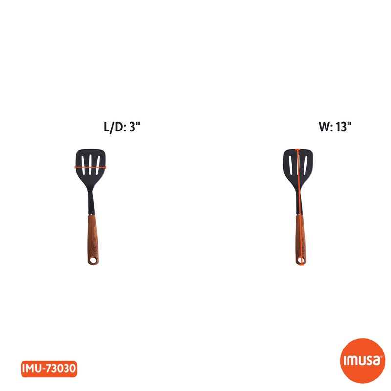 IMUSA USA Slotted Turner with Woodlook Handle