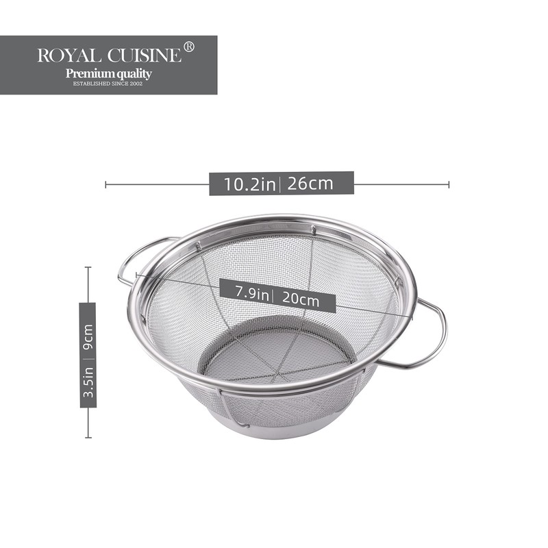 Royal Cuisine Set of 2 Stainless Steel Colanders with Loop