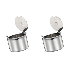 Jowxsx 2 Pcs Stainless Steel Sugar Bowl Spice Pot Sugar Canister with Spoon - Silver, 285 ml Portable and Useful Economical easoning Jar in Apple Shape for Home Kitchen