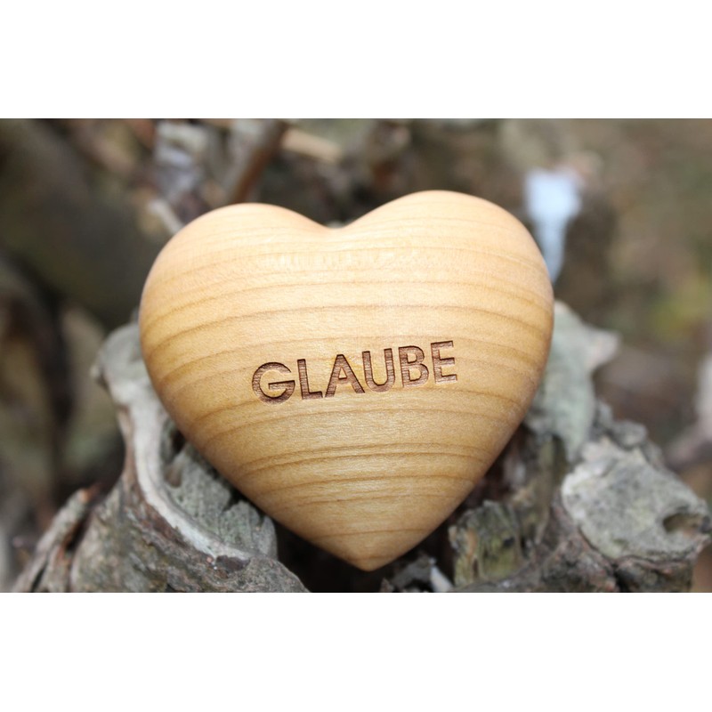 Thankgoods Wooden Heart Worry Stone Engraved with Faith Unique Fruit