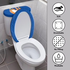 PJHEQOXE The King Cat Toilet Lid Cover and Toilet Tank Cover Tank Lip Covers Easy to Clean Bathroom Decoration Accessories Fits Most Toilet Tanks & Lids (Blue)