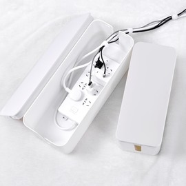 Cable Management Box, 2 Pack Large & Medium Cable Organizer Box with 17 PCS Cable Management Set, Cord Organizer Box to Hide Surge Protector on Desk or Floor (White)