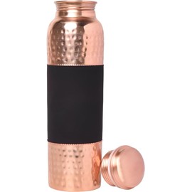 ANCIENTIMPEX Pure Copper Water Bottle Dark Cherry Pattern 1000 Ml (33.81 Fl Oz) Capacity For Ayurveda Health Benefits