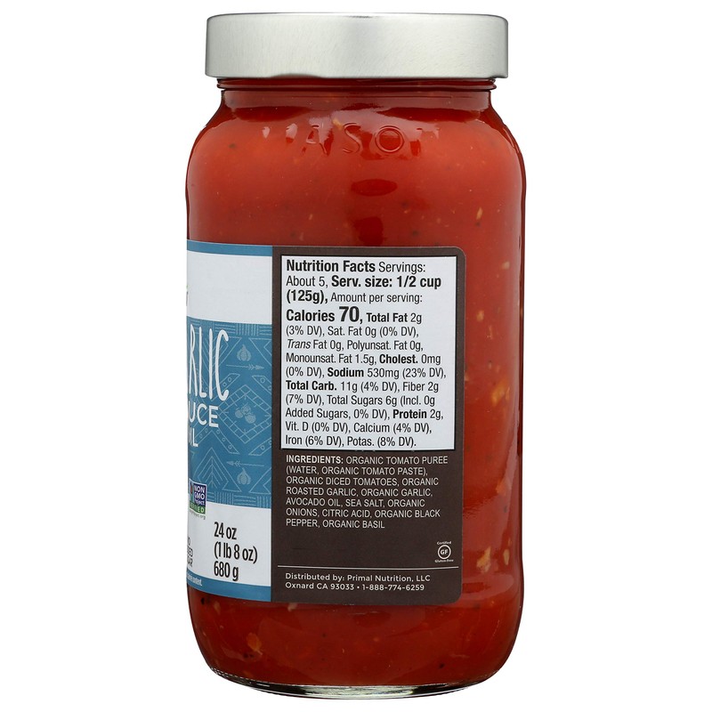 Primal Kitchen Marinara Sauce, Roasted Garlic, 24 oz