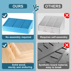 Lzttyee Wooden 24-Grid Cell Phones Storage Box Desktop Mobile Phone Holder Organizer for Office School Classroom (24-Grid Blue)