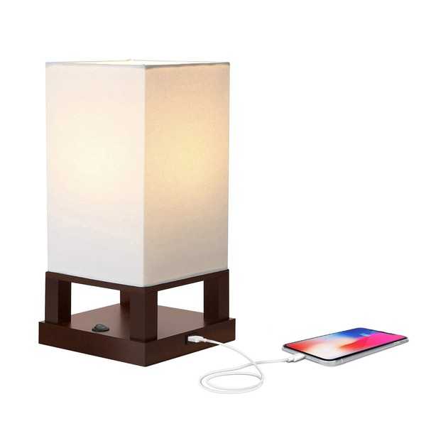 Brightech Maxwell Bedside Lamp with USB Port – Compact Table