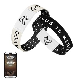 AMAWIN 2 Pack Bible Verse Bracelets with NFC,Christian Daily Bible Verse Bracelet Wristbands for Women Men Teens,Elastic Inspirational Christian Wearalble Bracelet(Combination 3, Large)