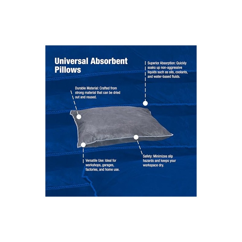 CHEMSORB Universal Absorbent Pillows 18"x18" - 5 Pack Box