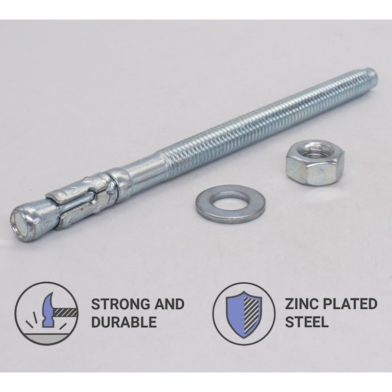 SKIR'CO (Pack of 10) Galvanised Wedge Anchors M8 x 120