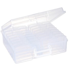 OMNISAFE 4x6 Photo Storage Cases, 16 Inner Plastic Craft Storage Container, Acid-Free Box for Pictures, Crafts, Scrapbooking, Photo Keeper with Handle