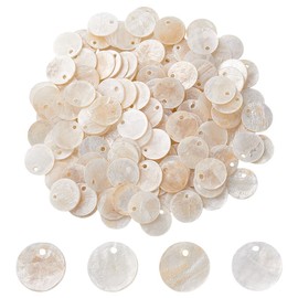 HOBBIESAY 200Pcs Flat Round Shell Charms 12-12.5mm White Capiz Shell Discs Charms Natural Mother of Pearl Seashells Charm for Earring Necklace Jewelry Making,Hole:1.2-1.4mm