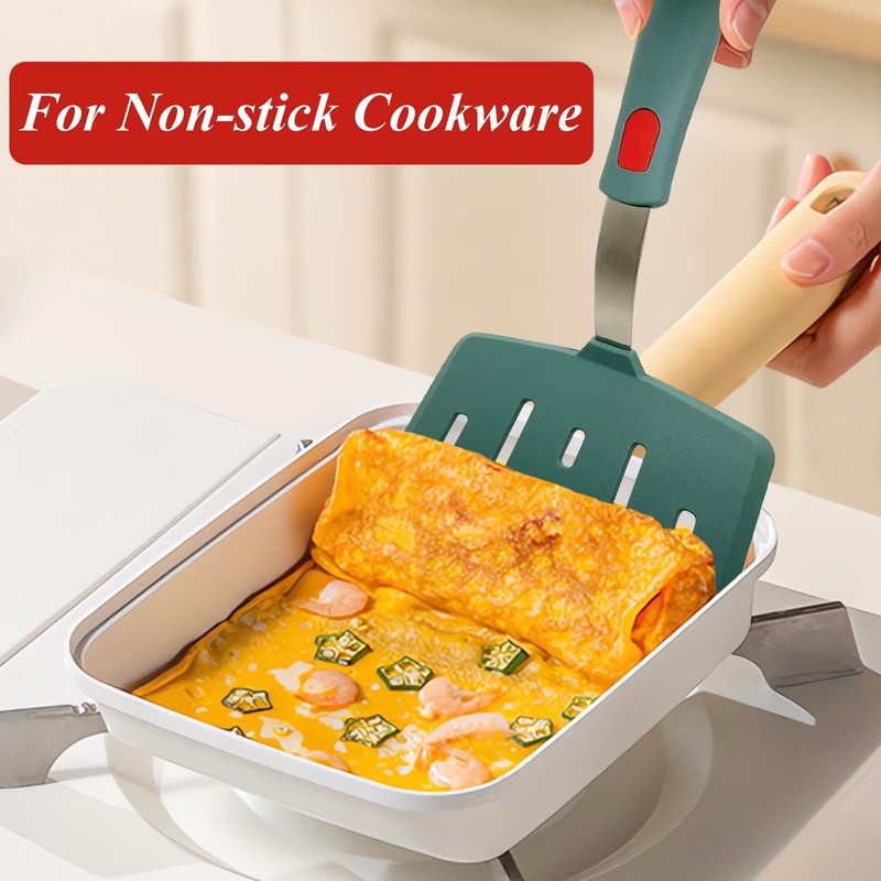 Silicone Spatula Turner, Heat Resistant Pancake Spatulas for Nonstick Cookware