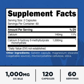 Primal HMB (1000mg, 120 Capsules) | Athlete Formula, Gluten-Free, Non-GMO,...