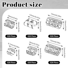 120 PCS Silver Dreadlock Beads Locs Accessories, Braid Jewels for Hair Soft Metal Adjustable Braiding Cuffs Hair Rings for Women Men (120Pcs, Silver)