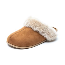 Revs Premium Acupressure & Reflexology Massage Slippers Faux Fur Lining. Comfort Cushioned, Shock Absorbing Textured Insole Supportive Arch Indoor/Outdoor Sole,8.5/9 UK,Tan