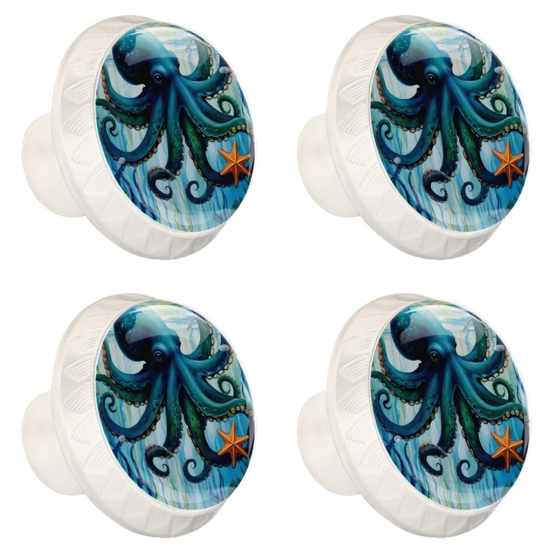 NEWzone 4 Pack Drawer Knobs Ocean Octopus Starfish Cabinet Knobs