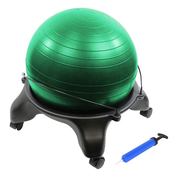 CanDo Ball Chair Inflatable Ergonomic Active Seating Exercise Ball Chair with Air Pump for Home, Office and Classroom